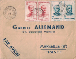 MADAGASCAR - TAMBOHORANO - LETTRE AVION POUR LA FRANCE - LE 4-12-1953 - BEL AFFRANCHISSEMENT DUCHENE ET GALLIENI. - Lettres & Documents