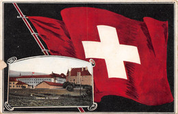 Caserne De Colombier - Drapeau Suisse - Militariat Armée Suisse - Colombier