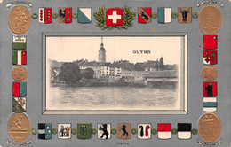 Olten Gaufrée - Drapeaux De Cantons Suisses - Flaggen Der Schweizer Kantone - Olten