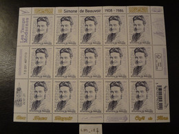 2021 FRANCE FEUILLET DATÉ 22.01.21 T.D 201  1,28 " SIMONE DE BEAUVOIR 1908 - 1986 " Neuf** ROMANCIÈRE - 2020-…