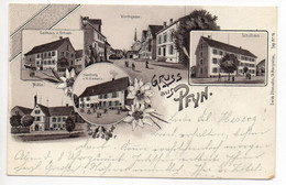 LITHO Gruss Aus PFYN Gasthaus Z. Ochsen Handlung H. Klemenz Mühle Schulhaus Gel. 1902 N. Teufen - Other & Unclassified