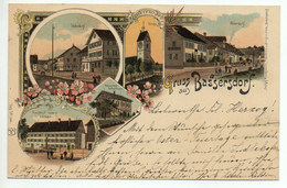 LITHO Gruss Aus BASSERSDORF Oberdorf Unterdorf Schulhaus Gasthof Zum Löwen Gel. 1902 N. Teufen - Dorf