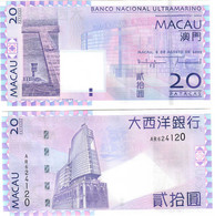 Macau 20 Patacas 2005 UNC Banco Nacional Ultramarino - Macao