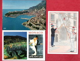 MONACO . " CARABINIERS ", " VUE PANORAMIQUE " & " LE CASINO ET AFFICHE ANCIENNE " . 3 CPM - Réf. N°28929 - - Collezioni & Lotti