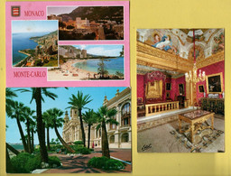 MONACO . " LE PALAIS . LA CHAMBRE D'YORK ", " MULTI-VUES " & " LE CASINO " . 3 CPM - Réf. N°28933 - - Collections & Lots