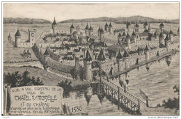 Chatel Sur Moselle ( 1750 Hts Vosges ) Vue à Vol D' Oiseau De Chatel Et Du Château CPA 1917 - Chatel Sur Moselle