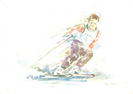 Sports Divers Ski Aquarelle De P Voisin     CPM Ou CPSM - Deportes De Invierno