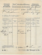 1893 / Zoll Inhaltserklärung / Colis Absenders Bergeat Dassau (Dessau) Deutschland / Echantillon Vernis - Verkehr & Transport