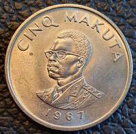 Congo 5 Makuta 1967 - Congo (República Democrática 1964-70)