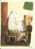 ILLUSTRATEUR Jean Jacques Sempé, Musicien 1979 (pianiste) - Dessin Homme Assis Qui Joue Du Piano Et Fume Une Cigarette - Sempé