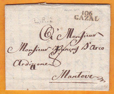 1812 - Marque Postale 106 CAZAL Casale (dept De Marengo - Alessandria) Sur Lettre Pliée De 2 P. De Cafaleli Vers Mantova - 1792-1815 : Departamentos Conquistados