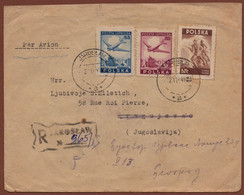 POLAND-YUGOSLAVIA, REGISTERED AIRMAIL LETTER-JAROSLAW To KRAGUJEVAC READDRESSED To BELGRADE 1946 RARE!!!!! - Posta Aerea