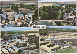 D95 - BRAY-LU - EN AVIONS AU DESSUS DE ... BRAY LU - CPSM Dentelée Colorisée Grand Format Multivues (4 Vues) - Bray-et-Lû