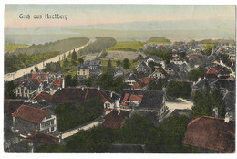 Gruss Von KIRCHBERG: Colorierte  Vogelperspektive 1913 - Kirchberg