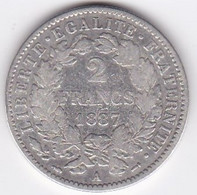 2 Francs Cérès 1887 A Paris , En Argent - 2 Francs