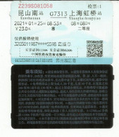 CHINA, Shanghai-Hongqiao Railway High Speed Train Ticket - Wereld