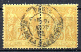 France  N° 92  Sage Paire Oblitérés   Cote 12,00 Euros - 1876-1898 Sage (Type II)