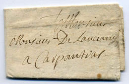 Lettre DE CAVAILLON  / 1704  /  Pour Carpentras / Dept Du Vaucluse - 1701-1800: Précurseurs XVIII