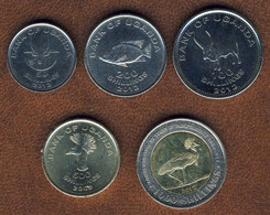 Uganda 50, 100, 200, 500, 1000 Shillings 2008-2012 Set 5, Fauna, KM#, Unc - Ouganda