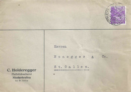 Motiv Brief  "Holderegger, Plattstich Weberei, Niederteufen"            1937 - Sonstige & Ohne Zuordnung