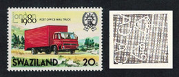 Swaziland Post Office Mail Truck Watermark Variety 20c 1980 MNH SG#356w - Swaziland (1968-...)