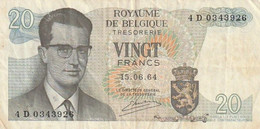 Billet De Banque Usagé. Belgique. 20 Francs. Personnage. Atomium. Etat Moyen. Taches. Froissé. - Sin Clasificación