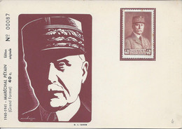 3 Cartes Avec Timbre Pétain Grand Format (n°470,471 Et 472) Collés Sur Cartes Postales Illustrées Numérotées - Sonstige & Ohne Zuordnung