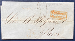 ️ 1855 De CUBA   Paris Par Bateau Anglais Entrée ANGL/AMB CALAIS + Taxe Tampon 30 + Griffe Rouge Colonies &c Art 13 - Prephilately