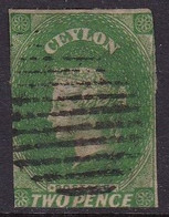 Ceylon 1857 2d Deep Green Good Used Some Thin Spots And Scratches - Ceilán (...-1947)