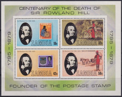 F-EX23275 ZAMBIA MNH 1979 CENTENARY ROWLAND HILL PENNY BLACK. - Rowland Hill