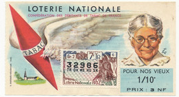 FRANCE - Loterie Nationale - 1/10ème "Pour Nos Vieux" - 3 Nouveaux Francs - Billets De Loterie