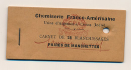 FRANCE - ARGENTON S/CREUSE (Indre) - Carnet De 25 Tickets "Bon Pour Le Blanchissage De Une Paire De Manchettes" - Autres & Non Classés