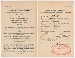 FRANCE - Association Française Radiotelluristes Sourciers-Puisatiers - Mini Brochure Statuts Et Identité - Toulon 1934 - Autres & Non Classés