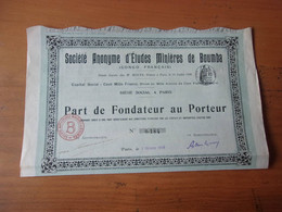 ETUDES MINIERES DE BOUMBA (congo Français) 1906 - Ohne Zuordnung