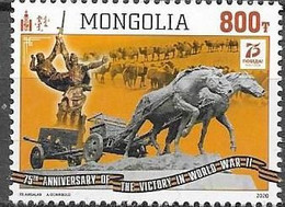 MONGOLIA,  2020, MNH, WWII, 75th ANNIVERSARY OF END OF WWII, HORSES, CAMELS, 1v - 2. Weltkrieg