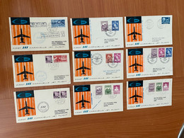 Lot De 9 Enveloppes - 1 Er Vol SAS - Caravelle Jet Flight - Aerei