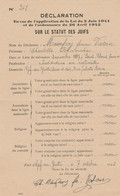 WW2 1942 - GIF-sur-YVETTE - Déclaration De NON JUDÉITÉ Loi Du 2 Juin 1941 Et Ordonnance Du 26 Avril 1942 - Historical Documents