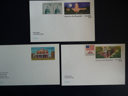 (4) USA UNITED STATES 3X POSTCARD USPS 1989 UNITED STATES CAPITOL/ INDEPENCE HALL / JANE ADDAMS HULL HOUSE / SEE SCAN - Otros & Sin Clasificación