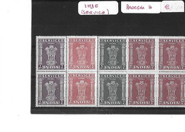 INDE  -  4  BLOCS  De  4  TIMBRES  SERVICE  -  NEUFS  SANS  CHARNIERE - Dienstmarken