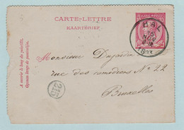 Kaartbrief, Carte Lettre  , Hal  Naar Bruxelles ,met Opdrukzegels Capon Nr 46 - Buste-lettere