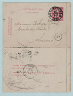 Kaartbrief, Carte Lettre, Express  , Brussel Naar Antwerpen ,met Opdrukzegels Capon Nr 46 - Enveloppes-lettres