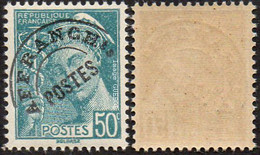 France Préoblitéré N°  82 ** Type Mercure. Le 50c Turquoise. Légende "République Française" - 1893-1947