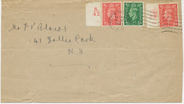 GB 1943 King George VI 1D Control K42 Cyl.-No76 No Dot +Control M43 Cyl.-No82dot - Lettres & Documents