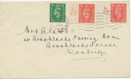 GB 1943 King George VI 1D Control L42 Cyl.-No 72 Dot + Control K42 Cyl.-No 76 No Dot - Storia Postale