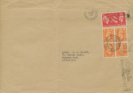 GB 1965 King George VI ½d Orange (block Of Four) Together With Festifal 2 1/2d, Orrect 2nd Weight Postage Rate - Lettres & Documents