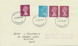 GB 1971 Machin Decimal 1 P Together W Coilstrip 1/2P+1P+1P Superb FDC - Machins