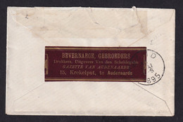 DDY 775 -- Etiquette RARE - Bevernaege Gebroeders , Drukkers , Gazette Van Audenaarde S/ Enveloppe TP 57 AUDENARDE 1895 - Erinnofilia [E]