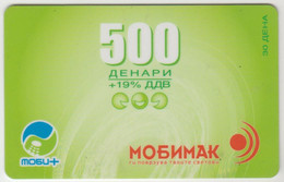 NORTH MACEDONIA - MOBIMAK Green Card , Makedonski Telekomunikacii GSM RECHARGE Card 500 ден, Used - Macedonia Del Norte