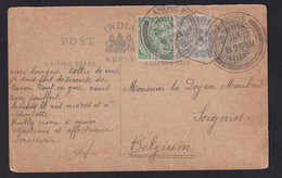 DDY 787 -- Cachets De FORTUNE 1919 - SOIGNIES CAISSE à L' Arrivée Sur Entier Postal British India LAHORE - Avec TB Texte - Noodstempels (1919)