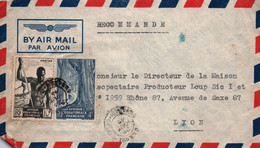 JOLIE LETTRE RECOMMANDEE PAR AVION BANGUI 1949 POUR LYON - Storia Postale